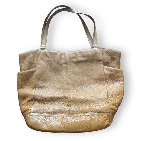 Coach‎ Park Leather North South Tote Bag in Tan Authentic Purse - Picture 1 of 9